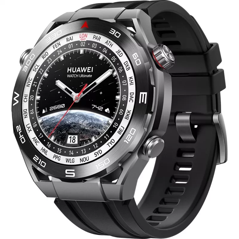 Huawei Watch Ultimate – išmanusis laikrodis su HNBR dirželiu, 140–210 mm riešui, 3,8 cm (1,5 colio) ekranas, NFC, Bluetooth
