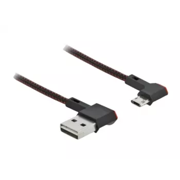 USB laidas DeLOCK EASY-USB 2.0 Type-A vyriškas į Micro-B vyrišką kampu 0,2 m juodas