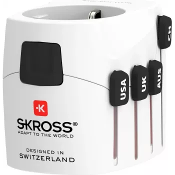 Universalus kištukinis adapteris SKROSS PRO Type C E F baltas