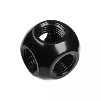 Bitspower Q-Adapter 5x IG 1/4 matinė juoda – kelių prievadų G1/4 adapteris