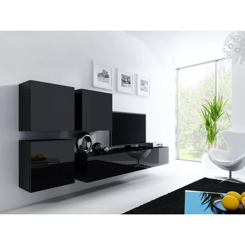 Pakraštinė spintelė cama meble VIGO 50×50×30 cm, juoda/juodas blizgesys