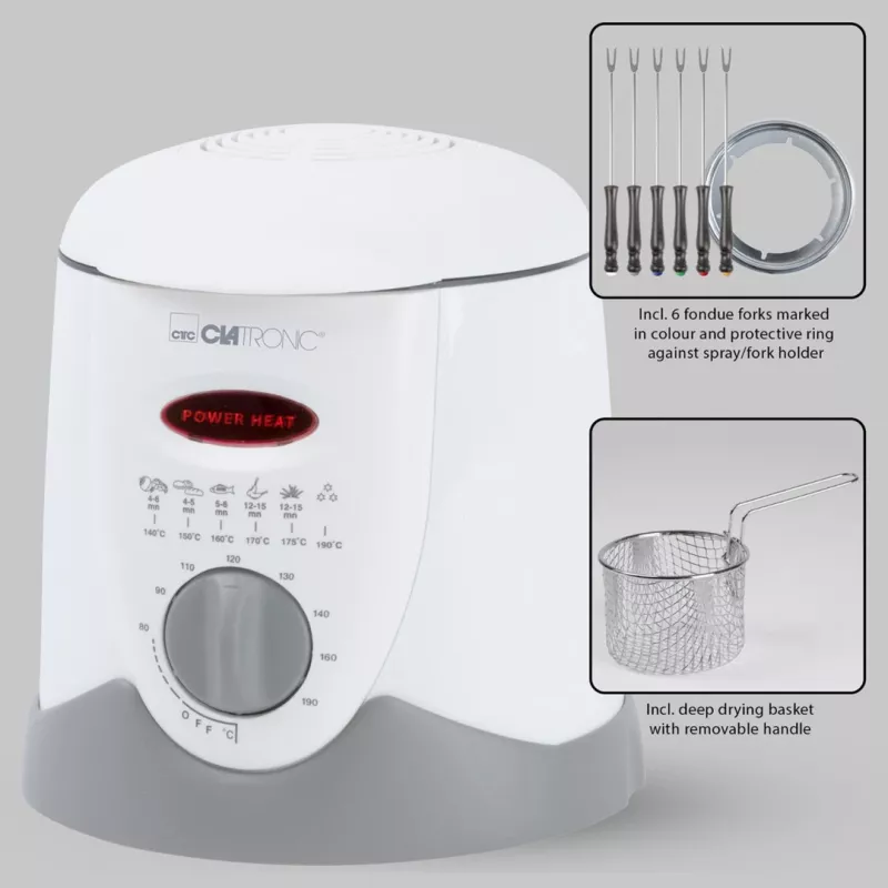 Clatronic FFR 2916 Vienvietis 1 L Atskiras 900 W Gruzdintuvas Pilka, Balta