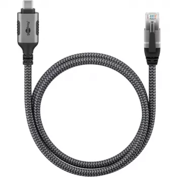 Goobay 70753 USB-C į RJ45 Ethernet CAT 6 laidas stabiliai laidinei interneto jungčiai su maršrutizatoriumi / modemu / tinklo jungikliu / pakeičia USB į RJ45 adapterį / 1