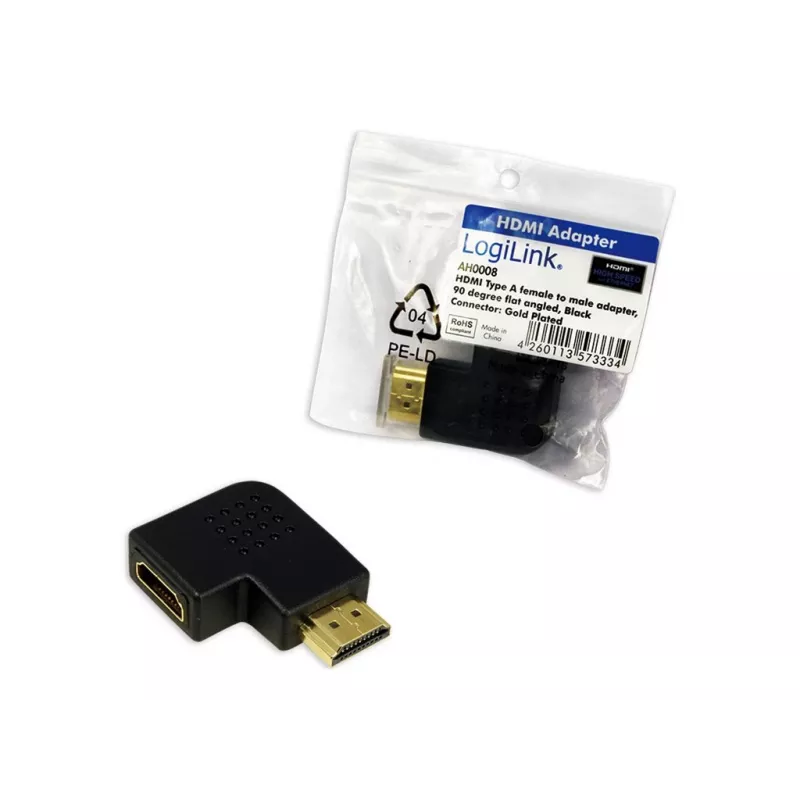 HDMI adapteris (gender changer) LOGILINK AH0008 — HDMI į HDMI, juodas, paauksuoti kontaktai