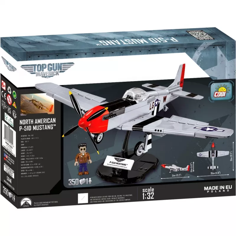 Konstrukcinis žaislas Top Gun Maverick P51D Mustang, mastelis 1:32, COBI
