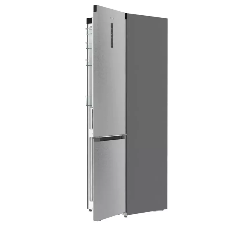 Šaldytuvas su šaldikliu Gorenje NRB620E61X4WFE, laisvai pastatomas, nerūdijančio plieno, bendras tūris 340 L, NoFrost, LED ekranas
