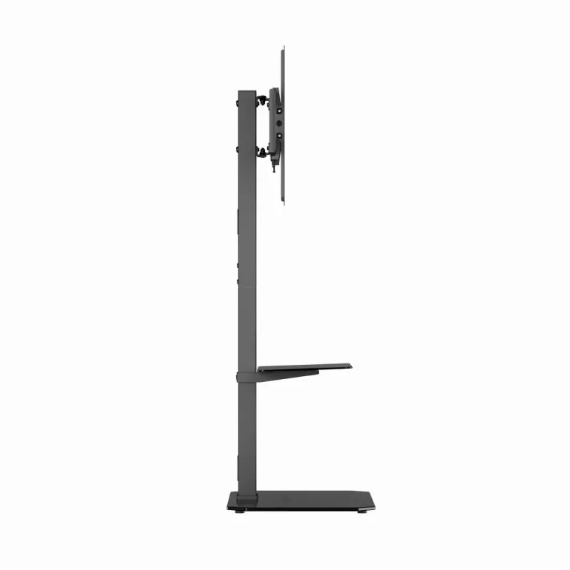 Grindinis TV stovas GEMBIRD TVS-86ST-01, 43–86 col., juodas, grūdinto stiklo pagrindas, VESA 100x100–600x400, 60 kg