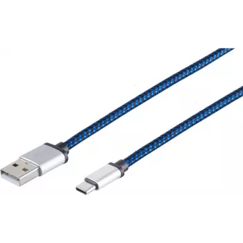 USB laidas S/CONN 14-50018 USB 2.0 0,3 m USB A USB C mėlynas