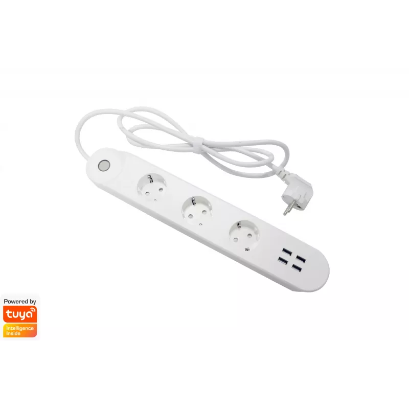 Išmanusis rozetinis blokas Denver SHP-300U 3 AC lizdai E tipas 4 Baltas