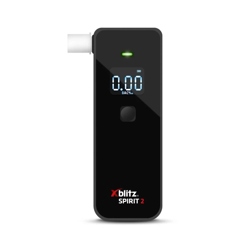 Alkotesteris Xblitz Spirit 2 kompaktiškas alkoholio matuoklis, BAC 0–4%, tikslumas 1%, LCD, 111×35×24 mm, 77 g, 2×1,5 V baterijos, 2 vnt.