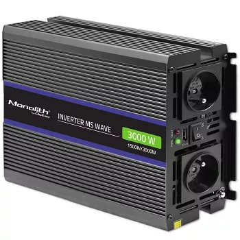 QOLTEC Monolith 3000 MS Wave keitiklis, 12V→230V, 1500/3000W, su USB