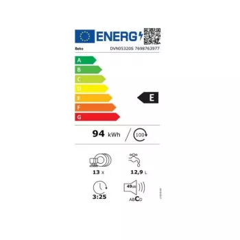 BEKO laisvai pastatoma indaplovė DVN05320S, energijos klasė E, plotis 60 cm, nerūdijantis plienas