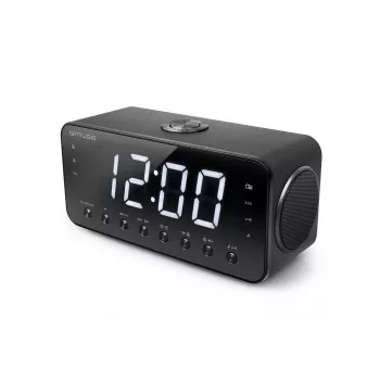 Laikrodinis radijas Muse M-192 CR – skaitmeninis laikrodis, FM imtuvas, 1,8 colio LED ekranas, juoda medžio spalva, AC 100–240V, AAA atsarginis maitinimas