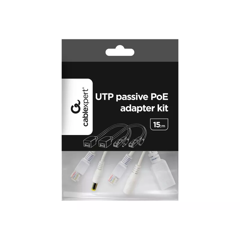 PoE adapterių rinkinys Gembird PP12-POE-0.15M-W