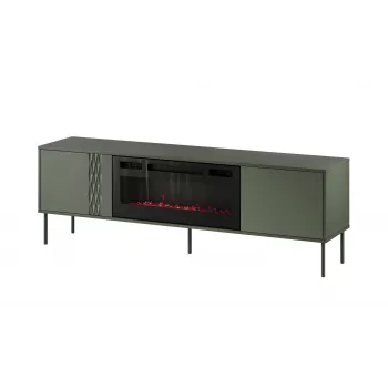 TV spintelė su židiniu Cama Meble TRESSE 180x40x54,5 cm – matinė žalia viršus, medžio drožlių plokštė