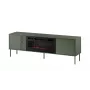 TV spintelė su židiniu Cama Meble TRESSE 180x40x54,5 cm – matinė žalia viršus, medžio drožlių plokštė