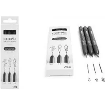 COPIC Multiliner Fineliner juoda 0,5 + 0,8 + 1,0 mm, 3 vnt. (22075632)