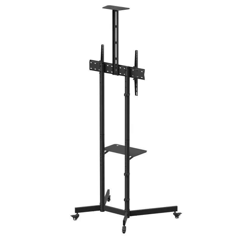 Maclean MC-113 B mobilus televizoriaus stovas / vežimėlis su lentyna kamerai, ratukais, 37-70 col., maks. apkrova 45 kg / 5 kg lentynai, VESA 600x400