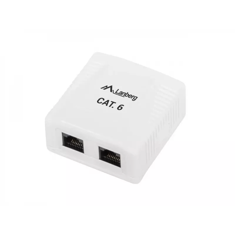 LANBERG OU6-0002-W Kištukinis lizdas RJ-45 Cat6 baltas, 2 prievadai, 30×54×57 mm
