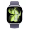 Apple Watch Series 11 GPS 46mm sidabrinis aliuminio korpusas su Purple Fog sportine juostele – M/L