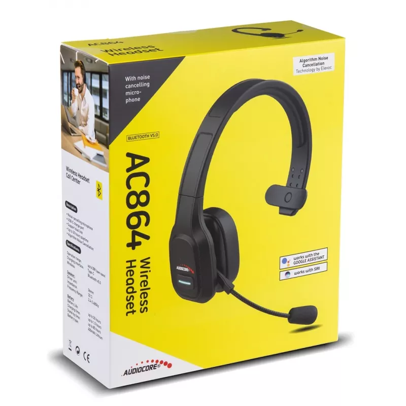 Audiocore 74452 Belaidės ausinės su triukšmo slopinimo mikrofonu, skirtos skambučių centrui ir biurui
