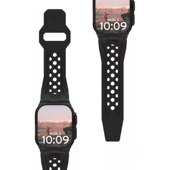 Urban Armor Gear UAG Monarch Dirželis, tinka Apple Watch Ultra/42/44/45/46 mm, juodas/titano spalvos (194158114037)