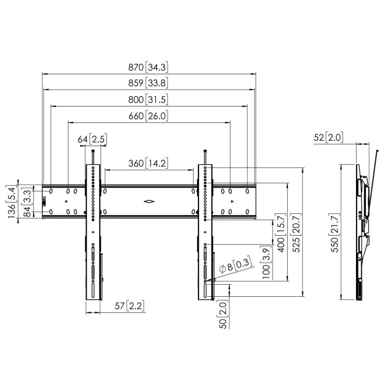 Sieninis laikiklis Vogels PFW 6810, 55–80 colių, maks. 75 kg, juodas