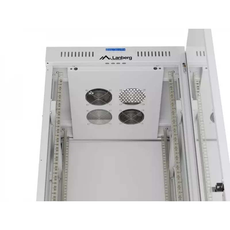 19 colių 42U LANBERG stovimas serverio spintos rėmas 600×600 mm pilkas su stiklinėmis durimis ir LCD (plokščioje pakuotėje)