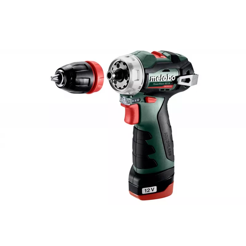 Metabo PowerMaxx BS BL Q 601749500 akumuliatorinis gręžtuvas-suktuvas, 12V, 38 Nm, 2x 2,0 Ah