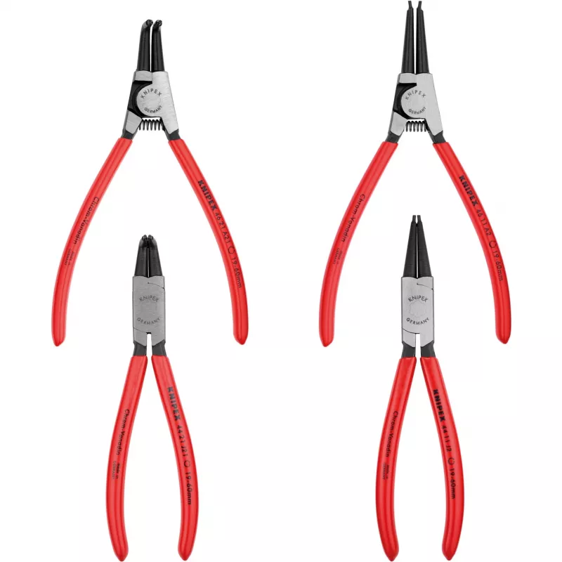 Knipex replių rinkinys vidiniams ir išoriniams fiksavimo žiedams 4 vnt. ritininiame dėkle 19-60 mm