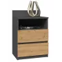 Naktinis staliukas Top e shop M1 ANTRACYT/ARTISAN, ąžuolas, 2 stalčiai, 400×320×590 mm