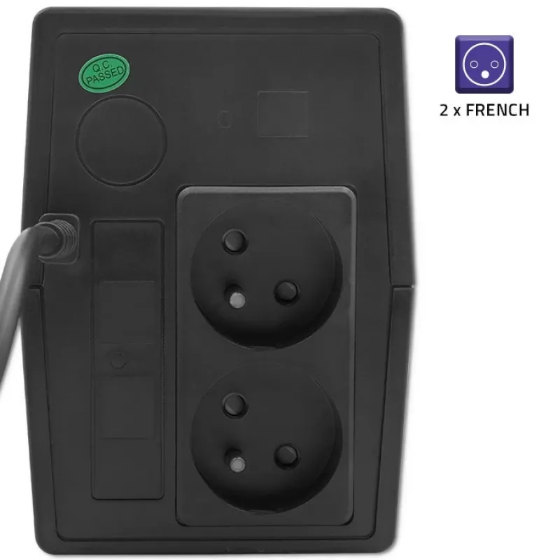 Qoltec 53737 nepertraukiamo maitinimo šaltinis (UPS) Line-Interactive 0.65 kVA 360 W 1 AC lizdas