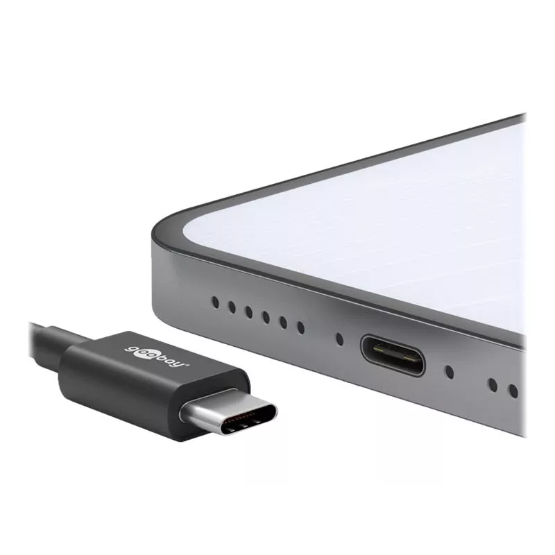 Laidas USB-C (vyriškas) į USB-C (vyriškas) - USB 2.0, 3 A, 0,5 m, juodas - Wentronic goobay (66316)
