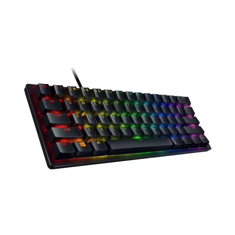 Razer Huntsman Mini 60% žaidimų klaviatūra, optomechaniniai violetiniai jungikliai, RGB LED apšvietimas, NORD išdėstymas, laidinė