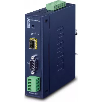 Planet pramoninis RS-232/422/485 į IP keitiklis - 1x COM - 1x 100Base-FX SFP - 9-48VDC - -40-+75°C