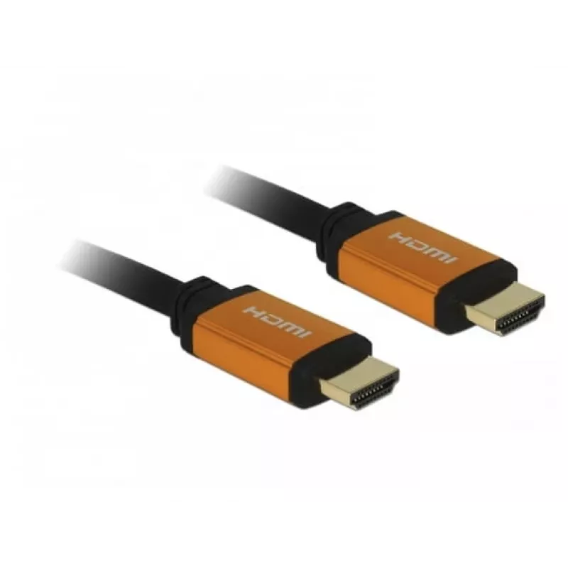 HDMI kabelis DeLOCK 85727 1 m, A tipo vyras–vyras, juodas su auksu