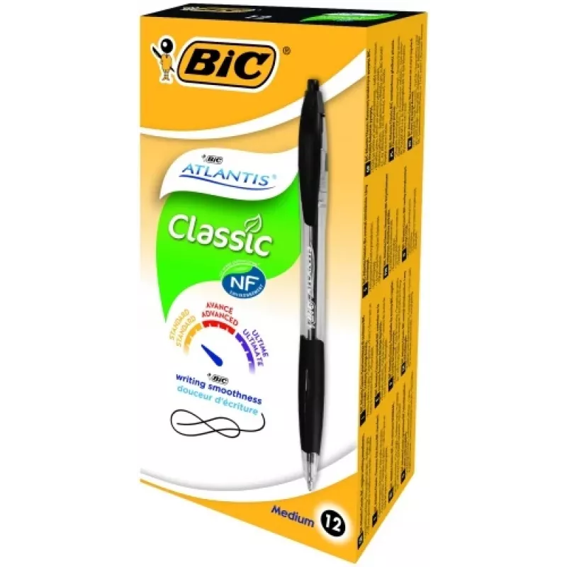 BIC tušinukai ATLANTIS REFRSH 1,0 mm juodi, Dėžutė 12 vnt. 136717