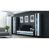 TV spintelė Cama Meble VIGO NEW 30/140/40 — 1400×400×300 mm, pilkas viršus, pilkas rėmas, balti blizgūs fasadai