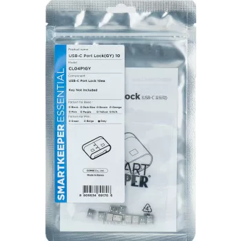SmartKeeper CL04P1GY 10 vnt. USB-C prievadų blokatoriai be užrakto rakto, pilki, SLSART-0110