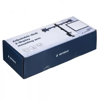 Laikiklis monitoriams Gembird MA-D2-01 dviems ekranams iki 32 colių, VESA 75x75–100x100, spaustuvas, 18 kg, juodas