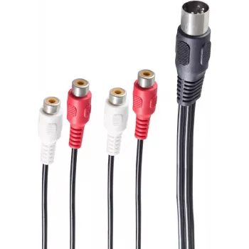 Garso kabelis ShiverPeaks BS10231 0,2 m DIN (5 kontaktų) 4 x RCA juodas