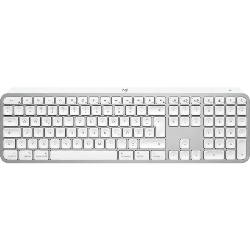 Logitech MX Keys S for Mac belaidė klaviatūra RF + Bluetooth QWERTZ vokiškas išdėstymas, aliumininė balta