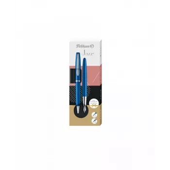 Rašiklių rinkinys Pelikan Jazz Noble Elegance Blue Silver – parkeris ir tušinukas
