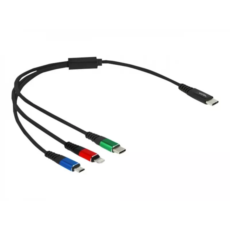 DeLOCK USB įkrovimo laidas 3 in 1 USB Type-C Lightning Micro USB 30 cm