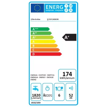 Indaplovė stalviršinė Electrolux ESF2400OK 6 komplektai 52 dB