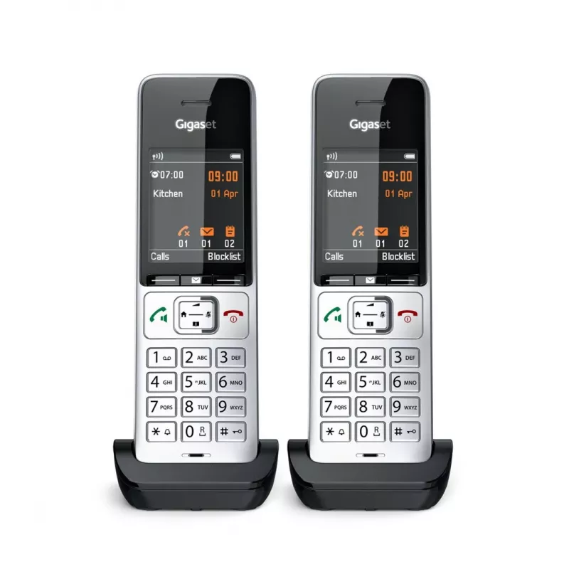 Gigaset COMFORT 500HX duo analoginis/DECT belaidis telefonas su skambučio numerio rodymu, juodas/sidabrinis