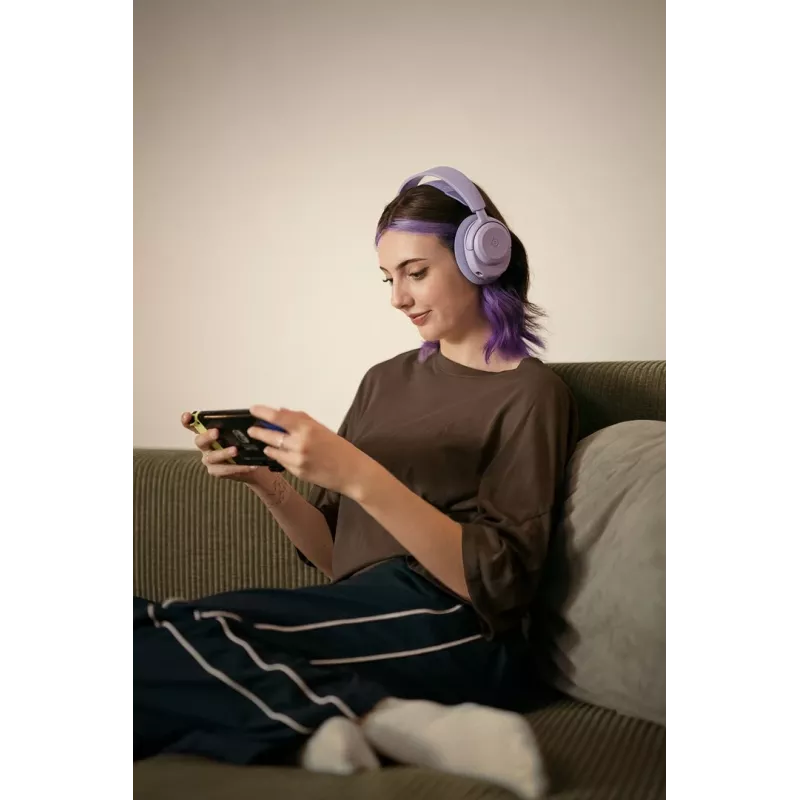 Ausinės Steelseries Arctis Nova 3P Wireless, skirta PlayStation, levandų spalvos