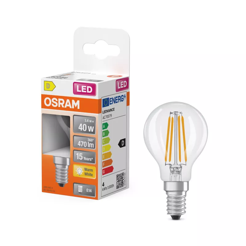 Osram Parathom Classic P Filament LED lemputė E14 3.4 W Šilta balta