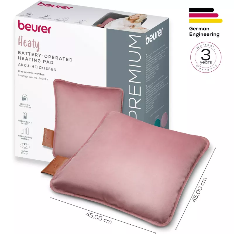 Beurer HK 77 Heaty šildomas pagalvėlė rožinė-lavandinė su velvet užvalkalu (20074)