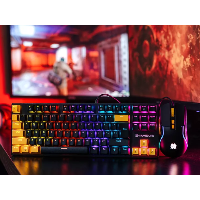 Tracer HORNET 87 klaviatūra ir pelė žaidimams USB QWERTY juoda, geltona